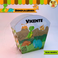 Dinosaurios - Caja 3D  Golosinas Maceta